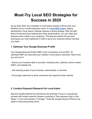 Must-Try Local SEO Strategies for Success in 2025