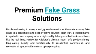 Premium Fake Grass Solutions