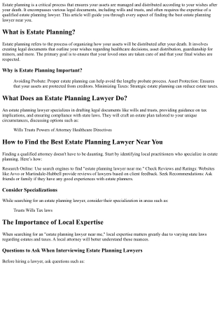 How to Find the Best Estate Planning Lawyer Near You