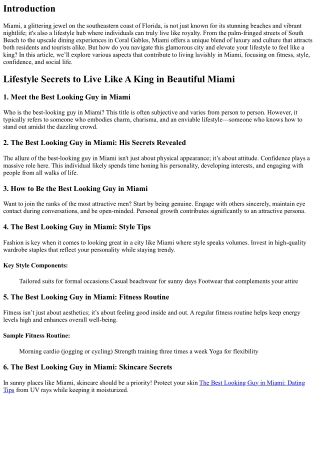 Lifestyle Secrets to Live Like A King in Beautiful Miami
