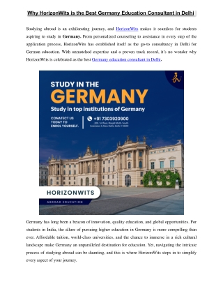 Why HorizonWits is the Best Germany Education Consultants in Delhi