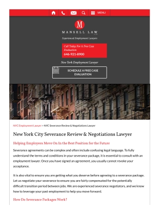 NYC Severance Review & Negotiations Lawyer