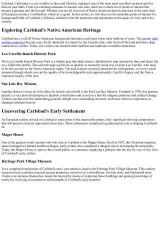 Top Attractions for History Buffs in Carlsbad, California