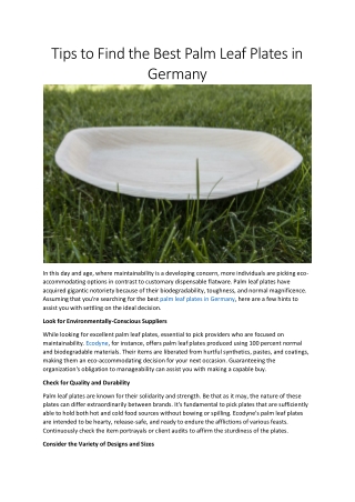 Tips to Find the Best Palm Leaf Plates in Germany