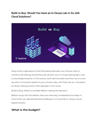 Build vs Buy_ Should You Have an In-House Lab or Go with Cloud Solutions