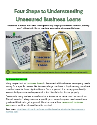 Four Steps to Understanding Unsecured Business Loans