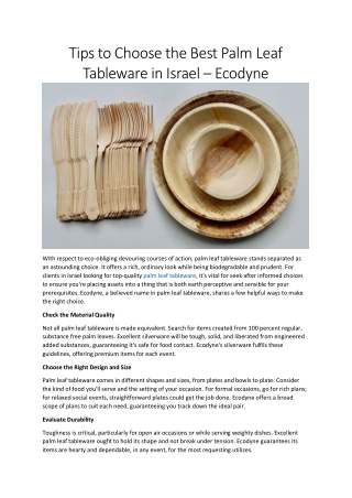 Tips to Choose the Best Palm Leaf Tableware in Israel