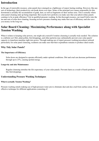 Solar Power Cleansing: Making Best Use Of Productivity along with Specialist Pre