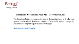 Bathroom Accessories Near Me  Rocconi.com.my