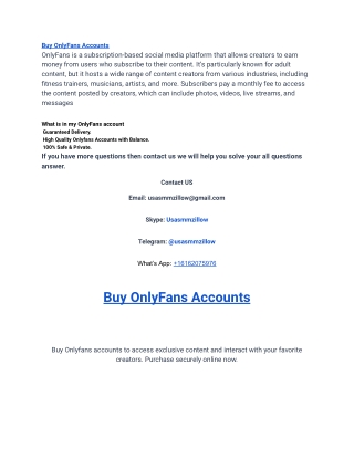 New Update To Buy OnlyFans Creator Accounts 2025