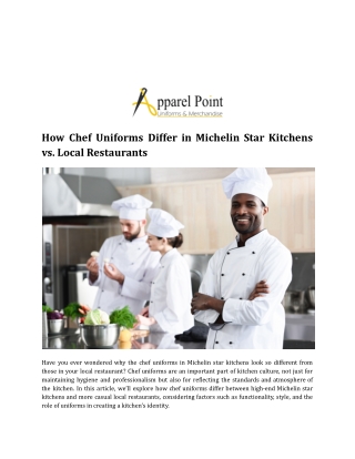 How Chef Uniforms Differ in Michelin Star Kitchens vs. Local Restaurants