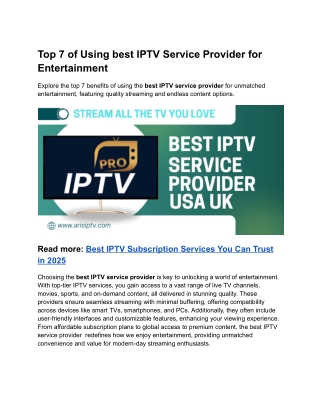 Top 7 of Using best IPTV Service Provider for Entertainment