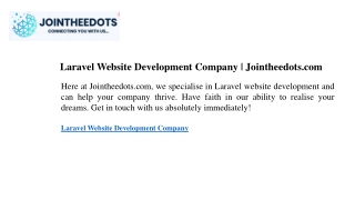Laravel Website Development Company  Jointheedots.com