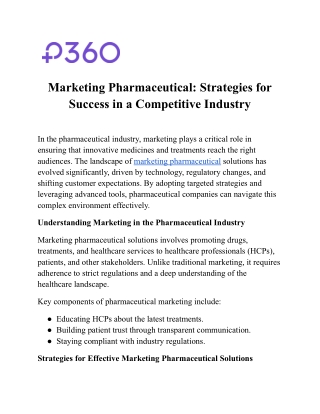 Marketing Pharmaceutical: Strategies for Success in a Competitive Industry