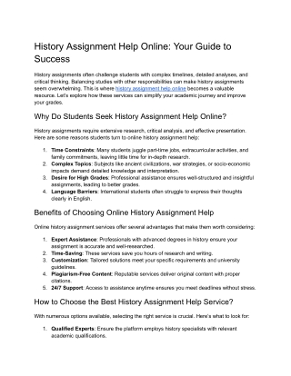 History Assignment Help Online_ Your Guide to Success