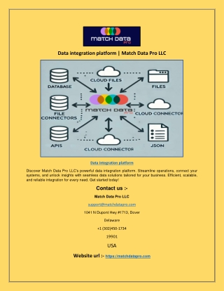 Data integration platform | Match Data Pro LLC