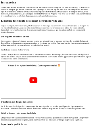 L’histoire fascinante des caisses de transport de vins