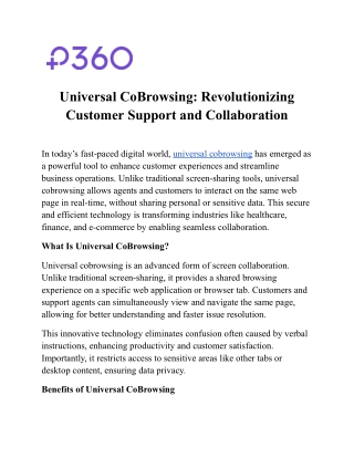 Universal CoBrowsing: Revolutionizing Customer Support and Collaboration