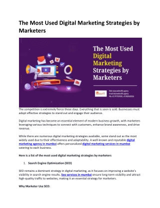 The Most Used Digital Marketing Strategies by Marketers