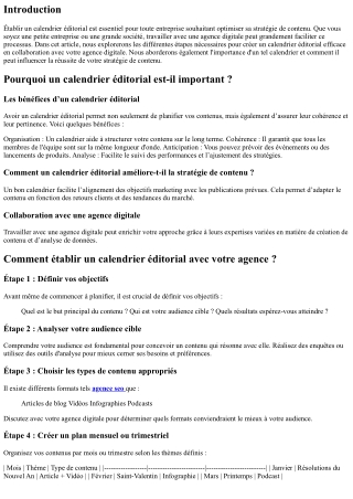 Comment établir un calendrier éditorial avec votre agence ?