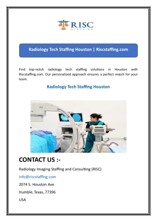 Radiology Tech Staffing Houston  Riscstaffing