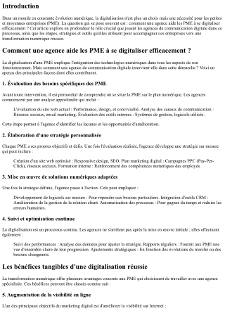 Comment une agence aide les PME à se digitaliser efficacement ?
