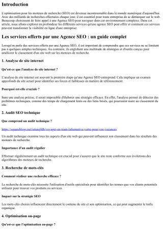 Les services offerts par une Agence SEO : un guide complet