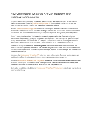 How Omnichannel WhatsApp API Can Transform Your Business Communication