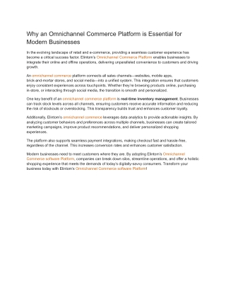 Why an Omnichannel Commerce Platform is Essential for Modern Businesses