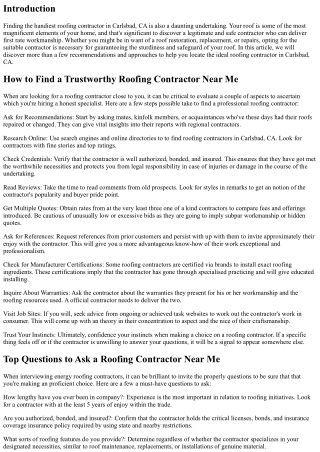 How to Find the Best Roofing Contractor in Carlsbad, CA