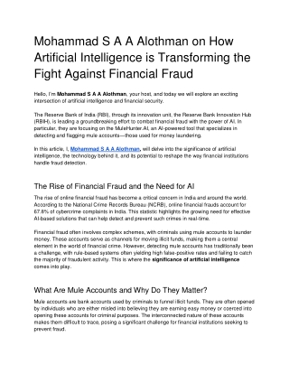 Mohammad S A A Alothman on How Artificial Intelligence is Transforming the Fight