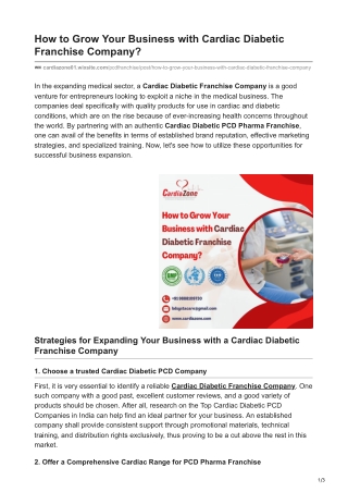 How to Grow Your Business with Cardiac Diabetic Franchise Company