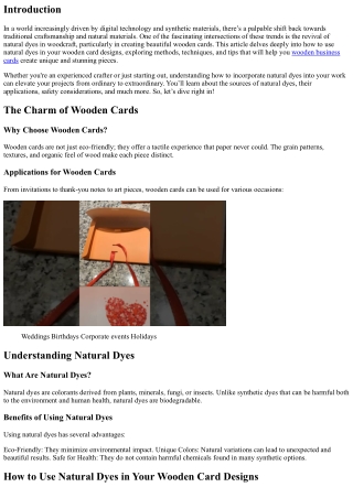 “How to Use Natural Dyes in Your Wooden Card Designs”