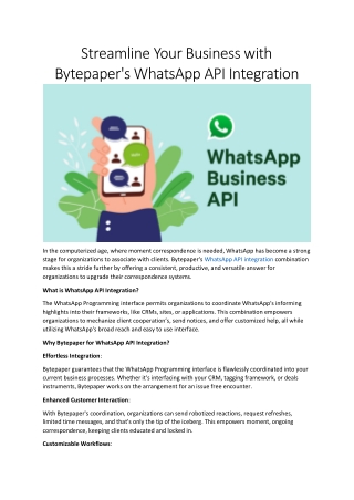 Bytepaper: The Best WhatsApp API Integration
