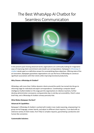 Bytepaper: The Best WhatsApp API Chatbot