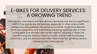 E-Bikes for Delivery Services: A Growing Trend
