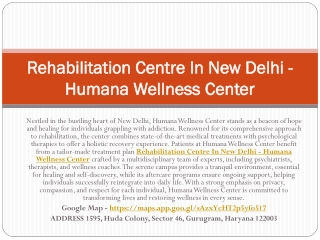 De Addiction Treatment Centre In Delhi - Humana Wellness Center