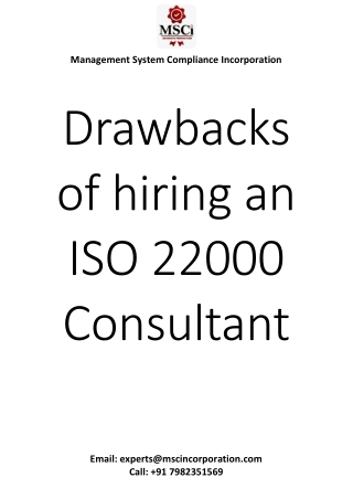 Drawbacks of hiring an ISO 22000 Consultant