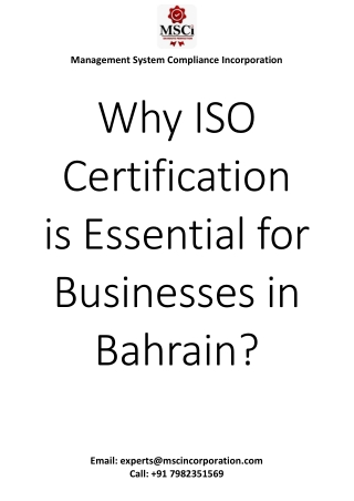 Why ISO Certification is Essential for Businesses in Bahrain