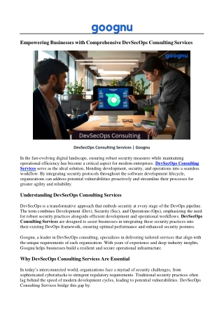 DevSecOps Consulting Services | Goognu