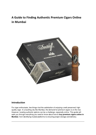 A Guide to Finding Authentic Premium Cigars Online in Mumbai