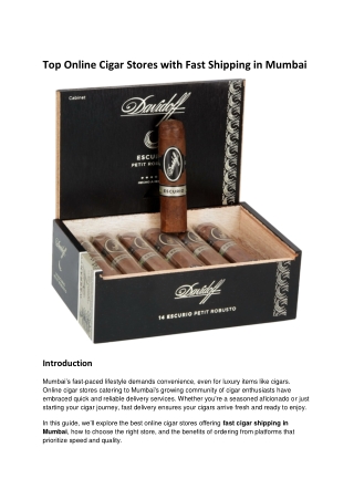 Top Online Cigar Stores with Fast Shipping in Mumbai