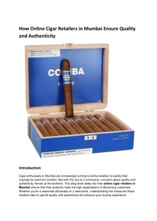 How Online Cigar Retailers in Mumbai Ensure Quality and Authenticity