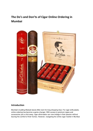 The Do’s and Don’ts of Cigar Online Ordering in Mumbai