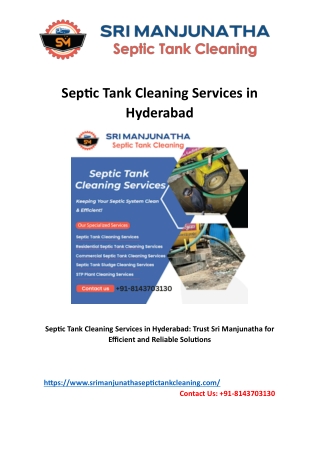 Septic Tank Cleaning Services in Hyderabad