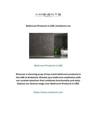 Bathroom Products in UAE | Ambientz.me