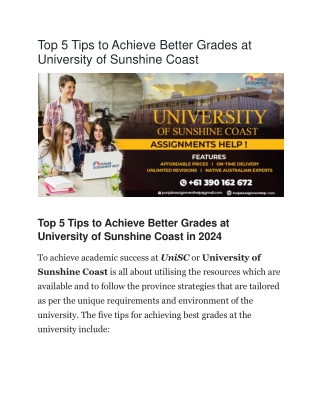 Top 5 Tips to Achieve Better Grades at University of Sunshine Coast word file