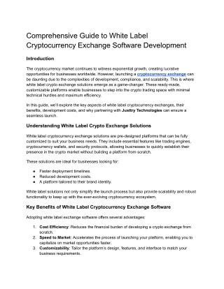 Comprehensive Guide to White Label Cryptocurrency Exchange