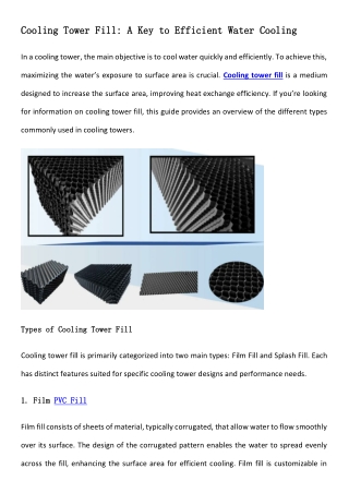 Cooling Tower Fill A Key to Efficient Water Cooling