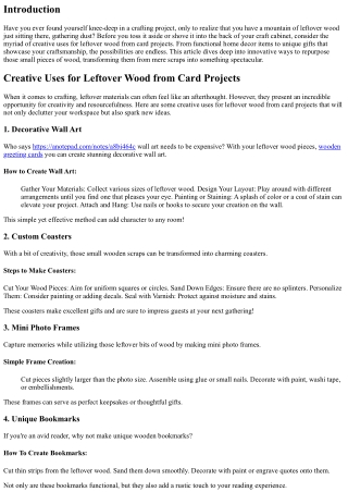 “Creative Uses for Leftover Wood from Card Projects”